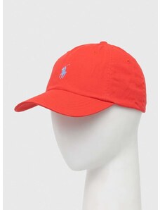 Памучна шапка с козирка Polo Ralph Lauren в червено с апликация 710667709