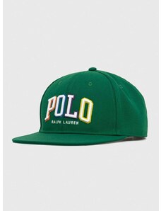 Шапка с козирка Polo Ralph Lauren в зелено с апликация