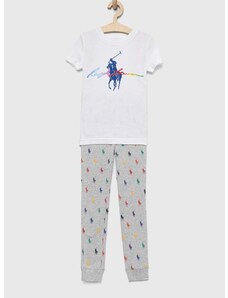 Детска памучна пижама Polo Ralph Lauren в сиво с десен