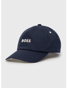 Boss Orange Памучна шапка с козирка BOSS CASUAL в черно с апликация
