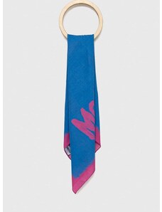 Тънък памучен шал Moschino в синьо с десен
