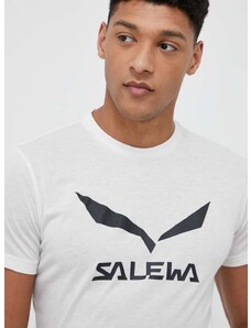 Спортна тениска Salewa Solidlogo Dry в бяло с принт