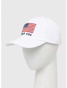 Памучна шапка с козирка Polo Ralph Lauren в бяло с апликация