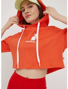 Памучен суичър Kangol дамска в оранжево с принт
