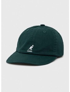 Памучна шапка с козирка Kangol в зелено с апликация