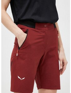 Къс панталон за спортове на открито Salewa Pedroc DST в бордо с изчистен дизайн със стандартна талия