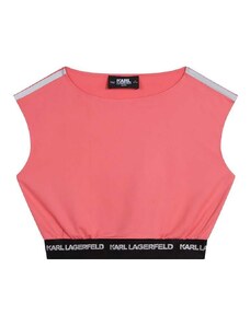 Детска блуза Karl Lagerfeld в розово с изчистен дизайн