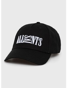 Памучна шапка AllSaints в черно с апликация