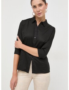 Риза Guess CATE дамска в черно с кройка по тялото класическа яка W2YH41 WAF10