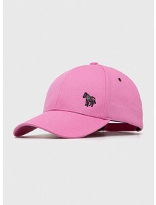 Памучна шапка Paul Smith в розово с изчистен дизайн