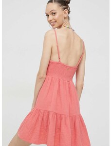Памучна рокля Billabong в розово къс модел разкроен модел