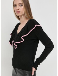 Кашмирен пуловер Custommade дамски в черно от лека материя