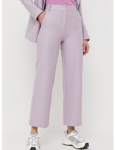 Панталон Max Mara Leisure в лилаво със стандартна кройка, с висока талия