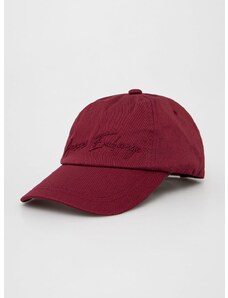 Памучна шапка Armani Exchange в бордо с апликация