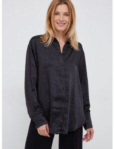 Риза Y.A.S дамска в черно със стандартна кройка с класическа яка
