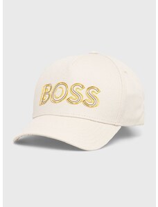 Boss Green Памучна шапка BOSS Boss Athleisure в бежово с принт
