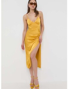 Рокля Bardot в жълто среднодълъг модел със стандартна кройка