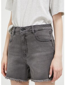 Дънкови къси панталони Volcom в сиво с изчистен дизайн с висока талия