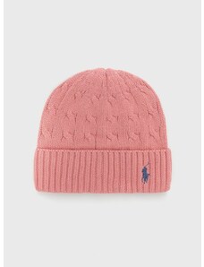 Памучна шапка Polo Ralph Lauren в розово от памук