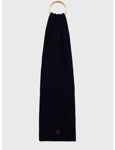 Вълнен шал Tommy Hilfiger в тъмносиньо с изчистен дизайн