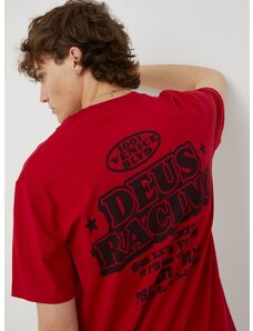 Памучна тениска Deus Ex Machina в червено с принт