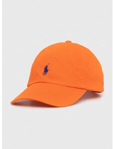 Памучна шапка с козирка Polo Ralph Lauren в оранжево с изчистен дизайн 211912843