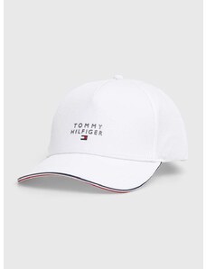 Памучна шапка с козирка Tommy Hilfiger в бяло с десен