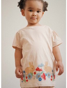 Детска памучна пижама Konges Sløjd в розово с принт