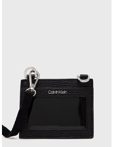 Кожен калъф за карти Calvin Klein мъжки в черно