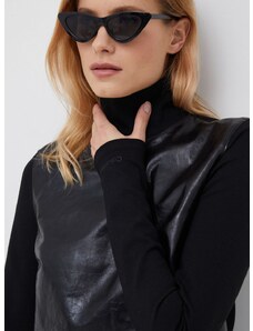 Блуза Calvin Klein в черно с изчистен дизайн