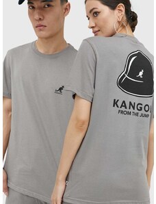 Памучна тениска Kangol в сиво с принт