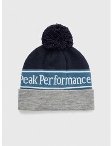 Шапка Peak Performance в сиво от плътен трикотаж
