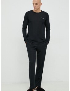 Пижама BOSS мъжка в черно с изчистен дизайн