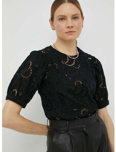 Памучна блуза Herskind дамска в черно с изчистен дизайн
