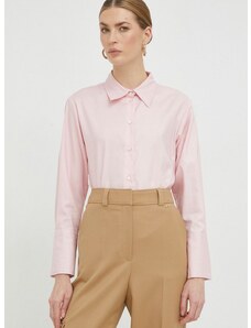 Памучна риза Marella дамска в розово със стандартна кройка с класическа яка