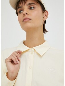 Памучна риза Résumé дамска в бежово със свободна кройка с класическа яка
