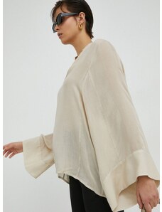 Блуза с вълна By Malene Birger Lomaria дамска в бежово с изчистен дизайн