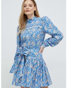 Памучна блуза Custommade Diem дамска в синьо с десен