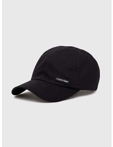 Памучна шапка с козирка Calvin Klein в черно с изчистен дизайн K50K510487