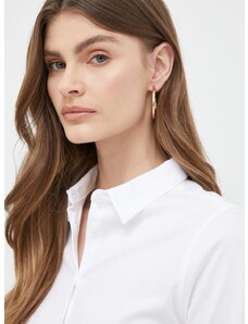 Памучна риза Mos Mosh дамска в бяло със стандартна кройка с класическа яка