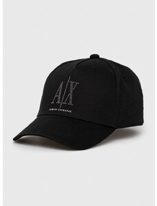 Памучна шапка с козирка Armani Exchange в черно с апликация 944208 3R131