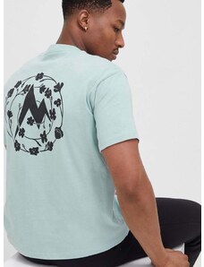 Памучна тениска Marmot в тюркоазено с принт