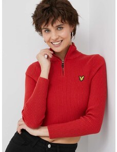 Пуловер с вълна Lyle & Scott дамски в червено от топла материя