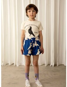 Детски памучен къс панталон Mini Rodini в синьо с десен
