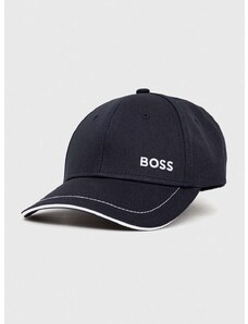 Памучна шапка с козирка BOSS GREEN в тъмносиньо с изчистен дизайн 50492716