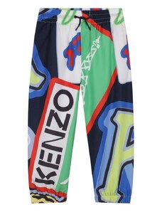 Детски спортен панталон Kenzo Kids в тъмносиньо с десен