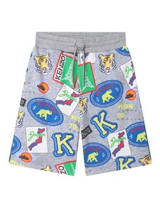 Детски памучен къс панталон Kenzo Kids в сиво