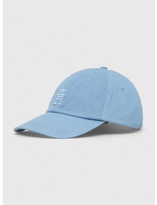 Памучна шапка с козирка Tommy Hilfiger в синьо с изчистен дизайн