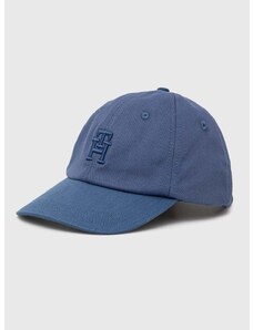 Памучна шапка с козирка Tommy Hilfiger в синьо с изчистен дизайн
