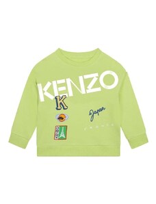Детски памучен суичър Kenzo Kids в зелено с принт